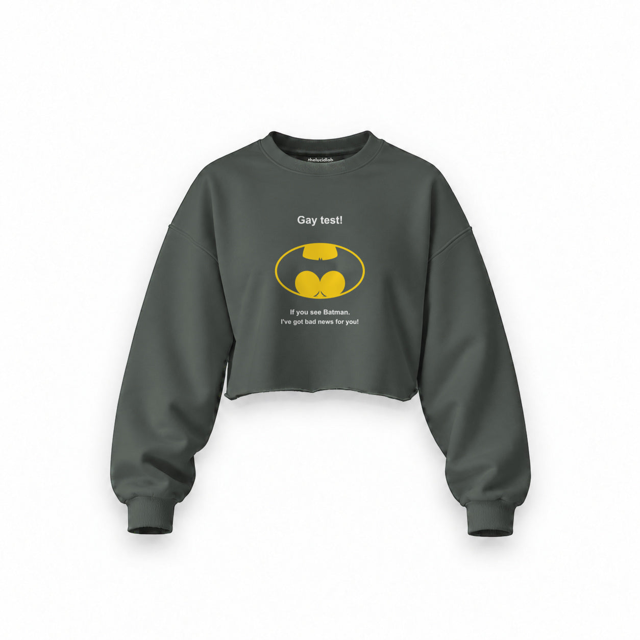 Gay Test - Batman Oversize Crop Sweatshirt — Antrasit — Ön baskı