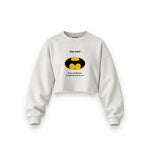 Gay Test - Batman Oversize Crop Sweatshirt — Beyaz — Ön baskı