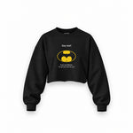 Gay Test - Batman Oversize Crop Sweatshirt — Siyah — Ön baskı