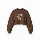 GTA San Andreas Oversize Crop Sweatshirt — Kahverengi — Ön baskı