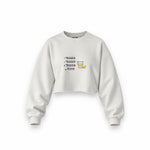 1 Tequila 2 Tequila Oversize Crop Sweatshirt — Beyaz — Ön baskı
