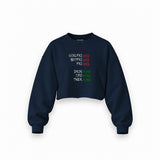 End And King Oversize Crop Sweatshirt — Lacivert — Ön baskı