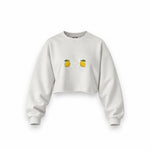 Squeeze Me Oversize Crop Sweatshirt — Beyaz — Ön baskı