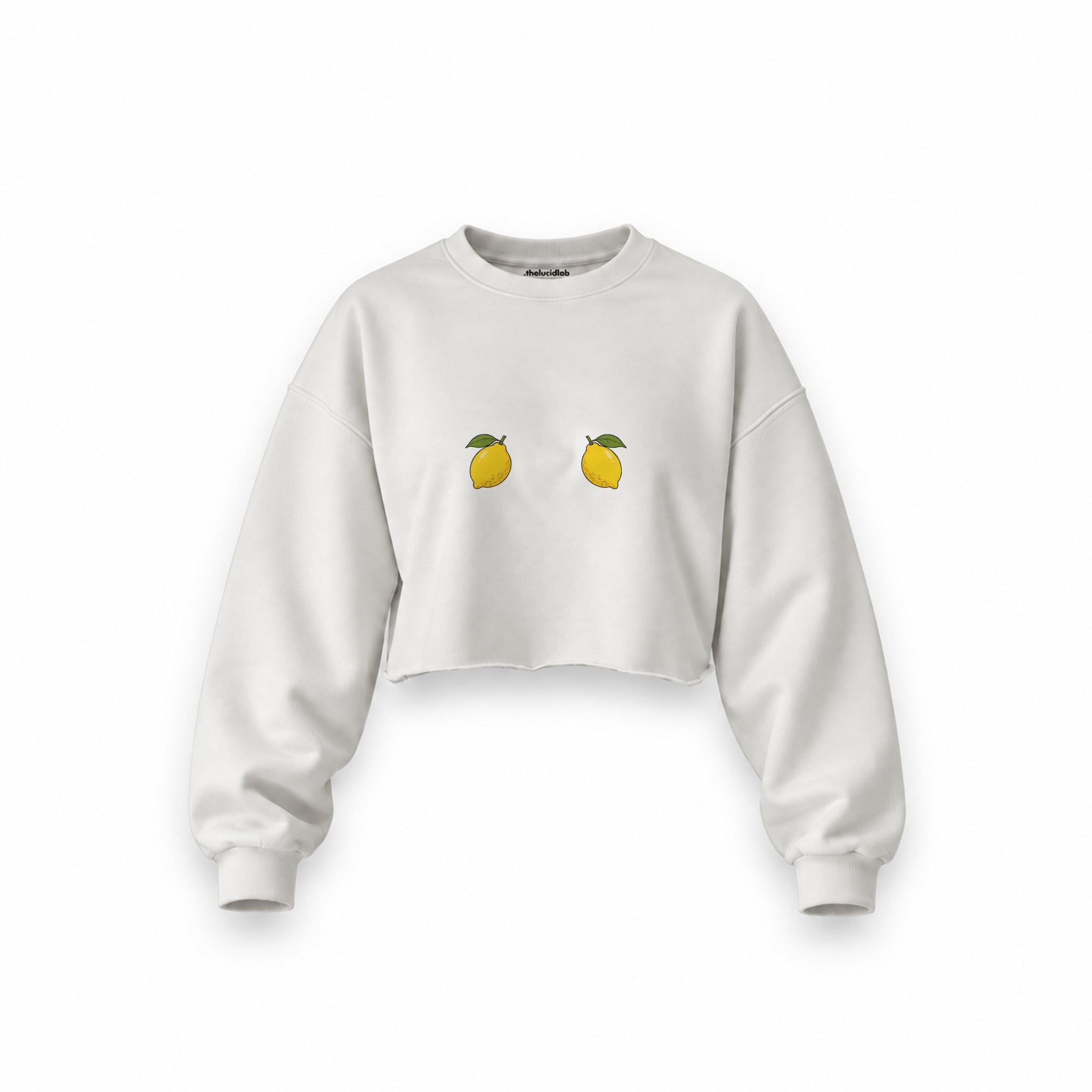 Squeeze Me Oversize Crop Sweatshirt — Beyaz — Ön baskı