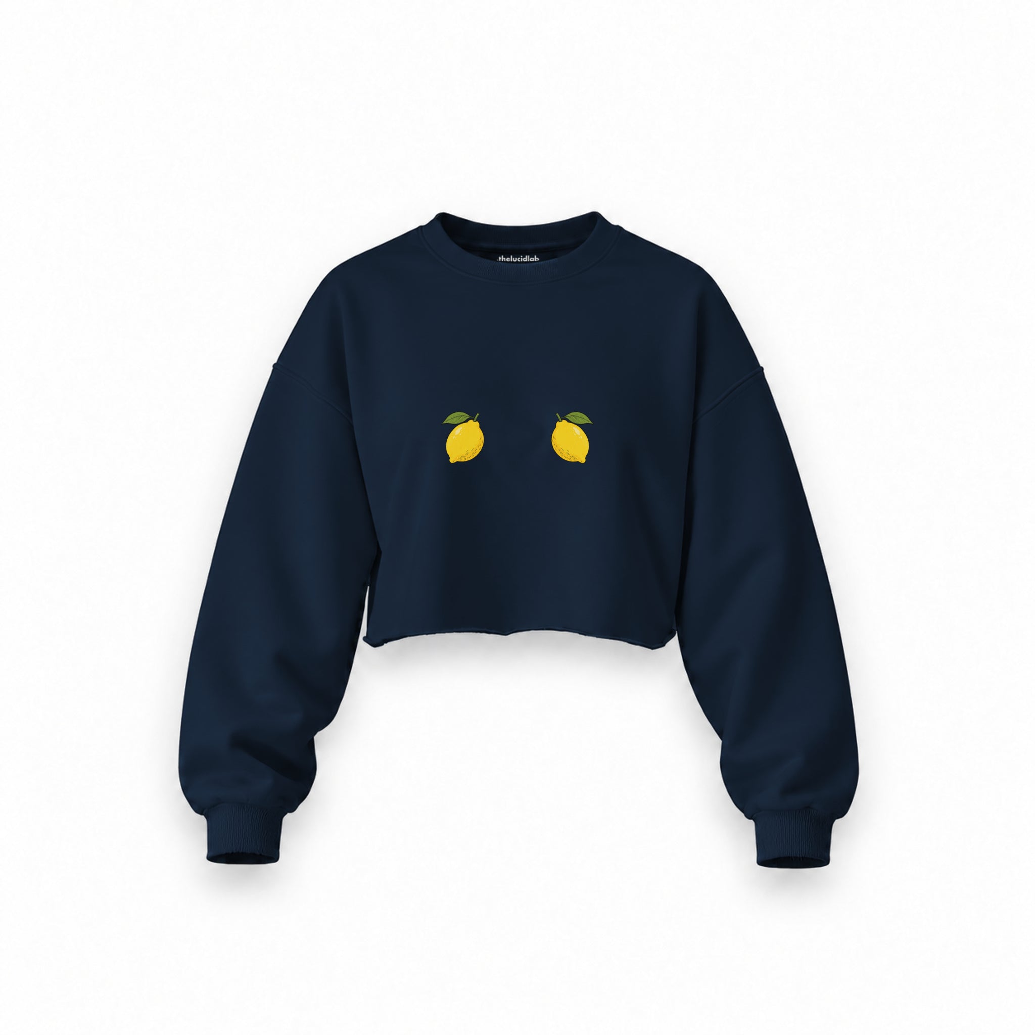 Squeeze Me Oversize Crop Sweatshirt — Lacivert — Ön baskı