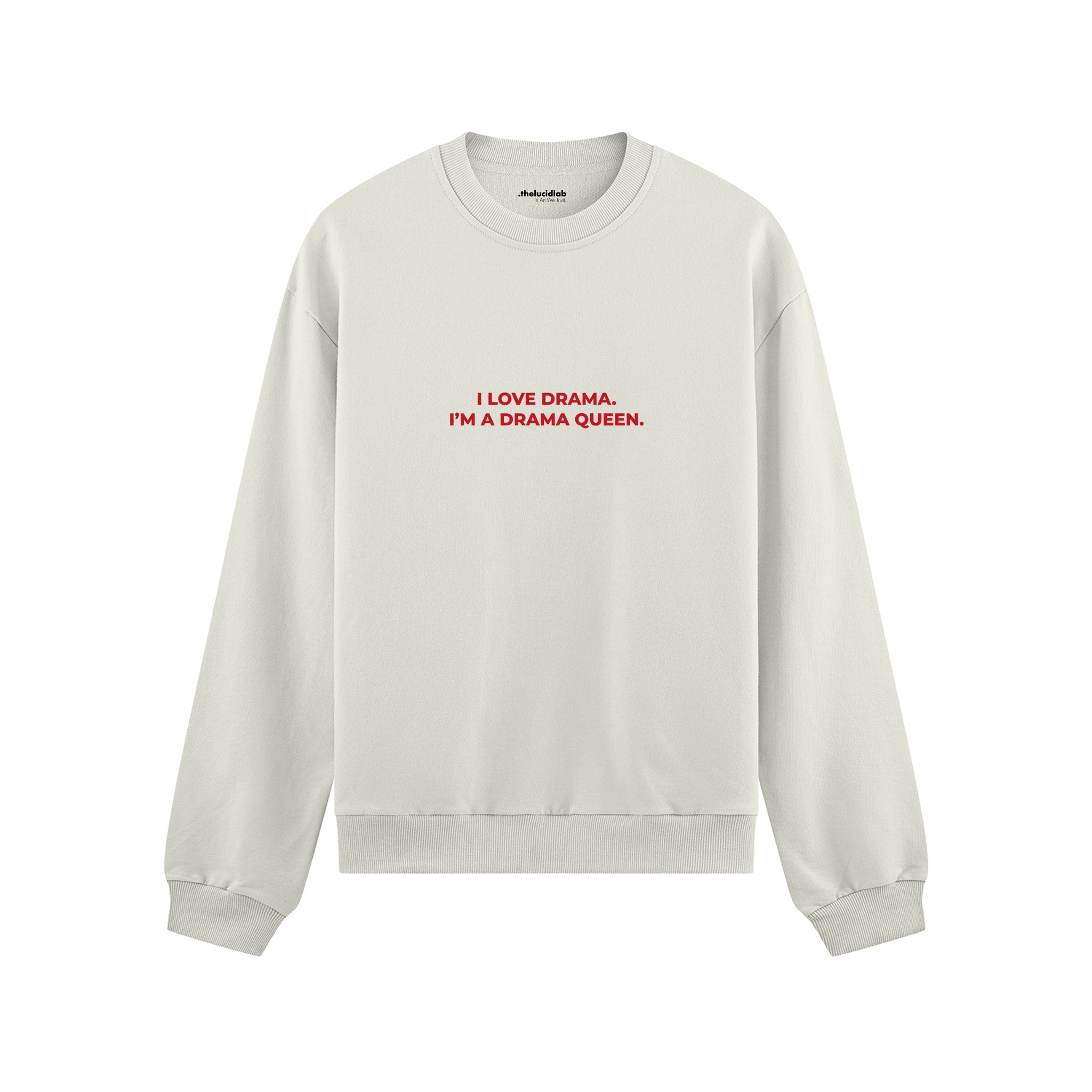 Drama Queen Oversize Sweatshirt - Beyaz - ön görünüm