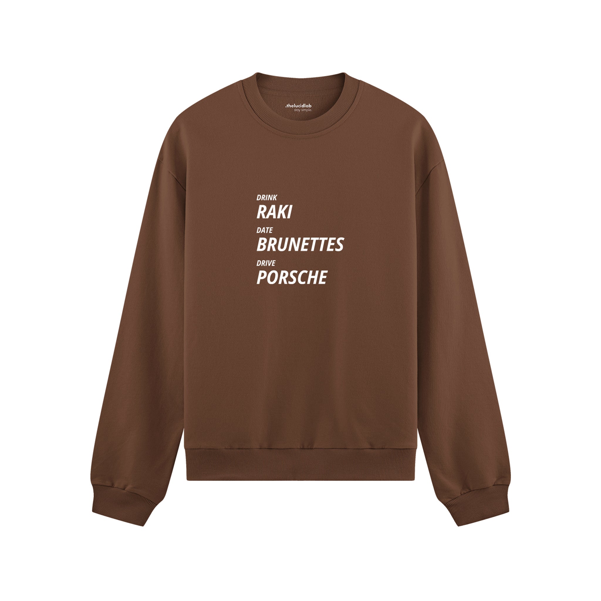 Drink Date Drive Oversize Sweatshirt - Kahverengi - ön görünüm