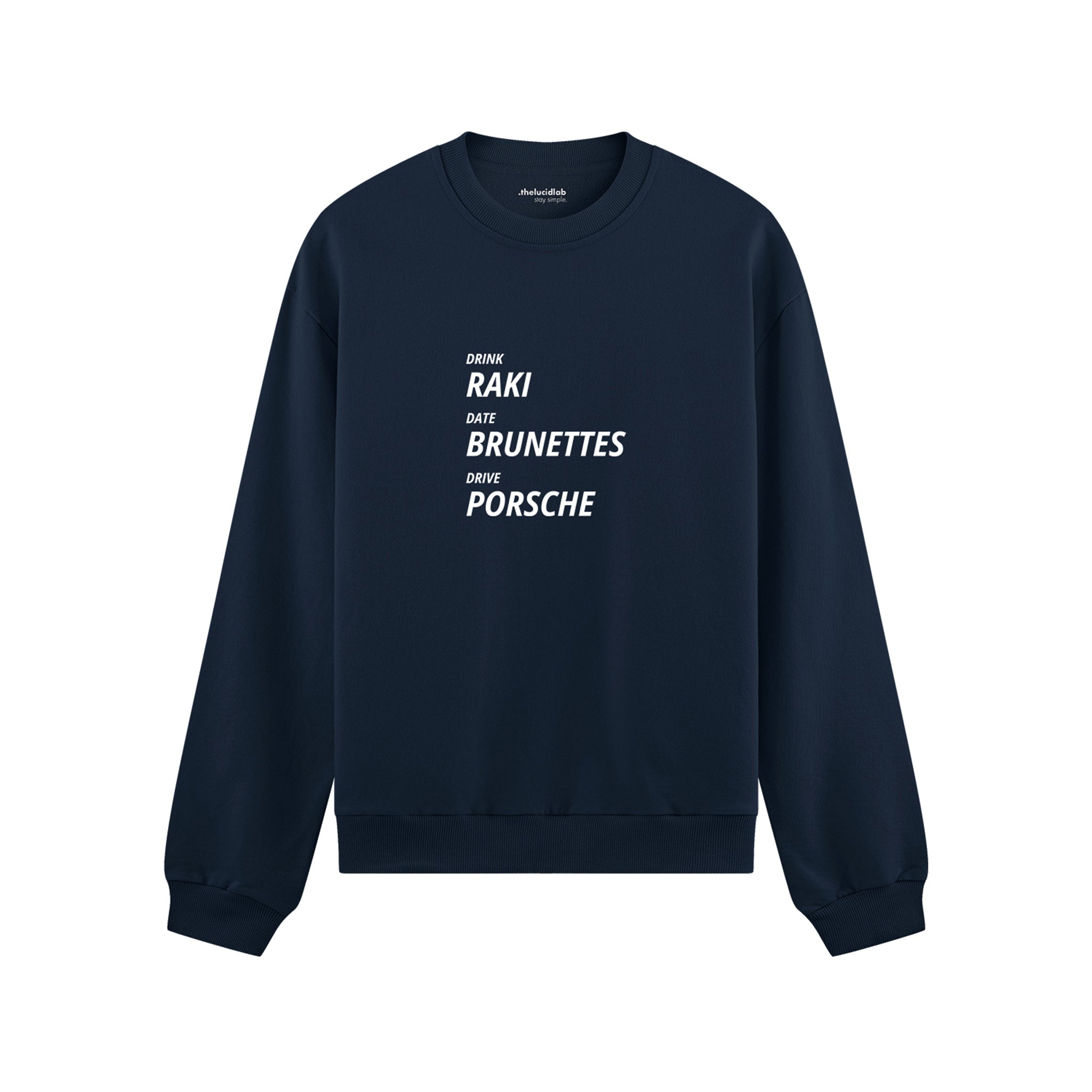 Drink Date Drive Oversize Sweatshirt - Lacivert - ön görünüm