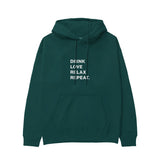 Drink Love Relax Repeat Hoodie - Koyu Yeşil - ön görünüm