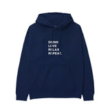 Drink Love Relax Repeat Hoodie - Lacivert - ön görünüm
