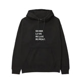 Drink Love Relax Repeat Hoodie - Siyah - ön görünüm