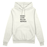 Drink Love Relax Repeat Oversize Hoodie - Beyaz - ön görünüm