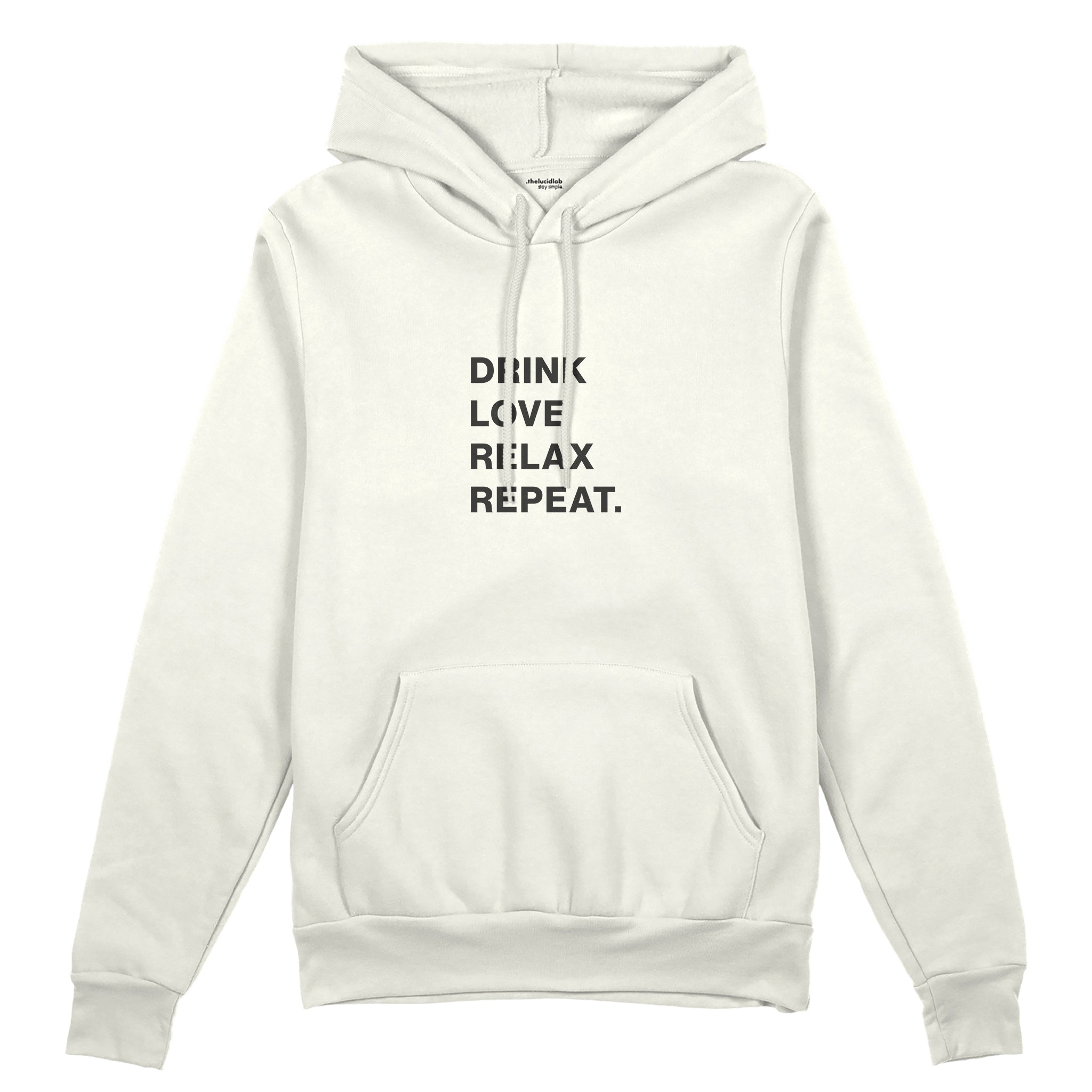 Drink Love Relax Repeat Oversize Hoodie - Beyaz - ön görünüm