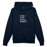 Drink Love Relax Repeat Oversize Hoodie - Lacivert - ön görünüm