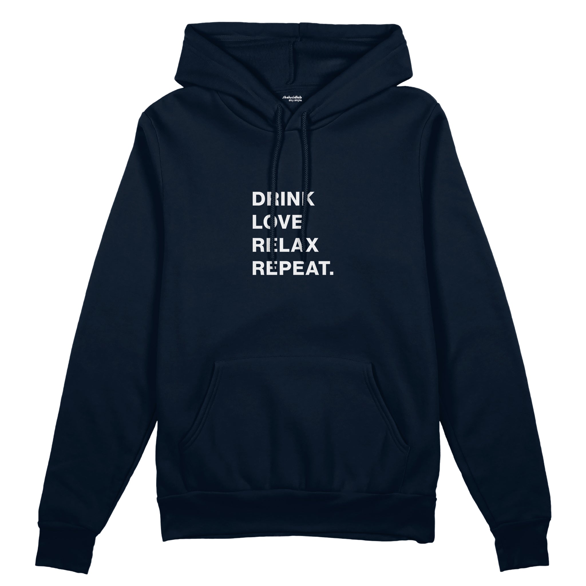 Drink Love Relax Repeat Oversize Hoodie - Lacivert - ön görünüm