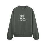Drink Love Relax Repeat Oversize Sweatshirt - Antrasit - ön görünüm