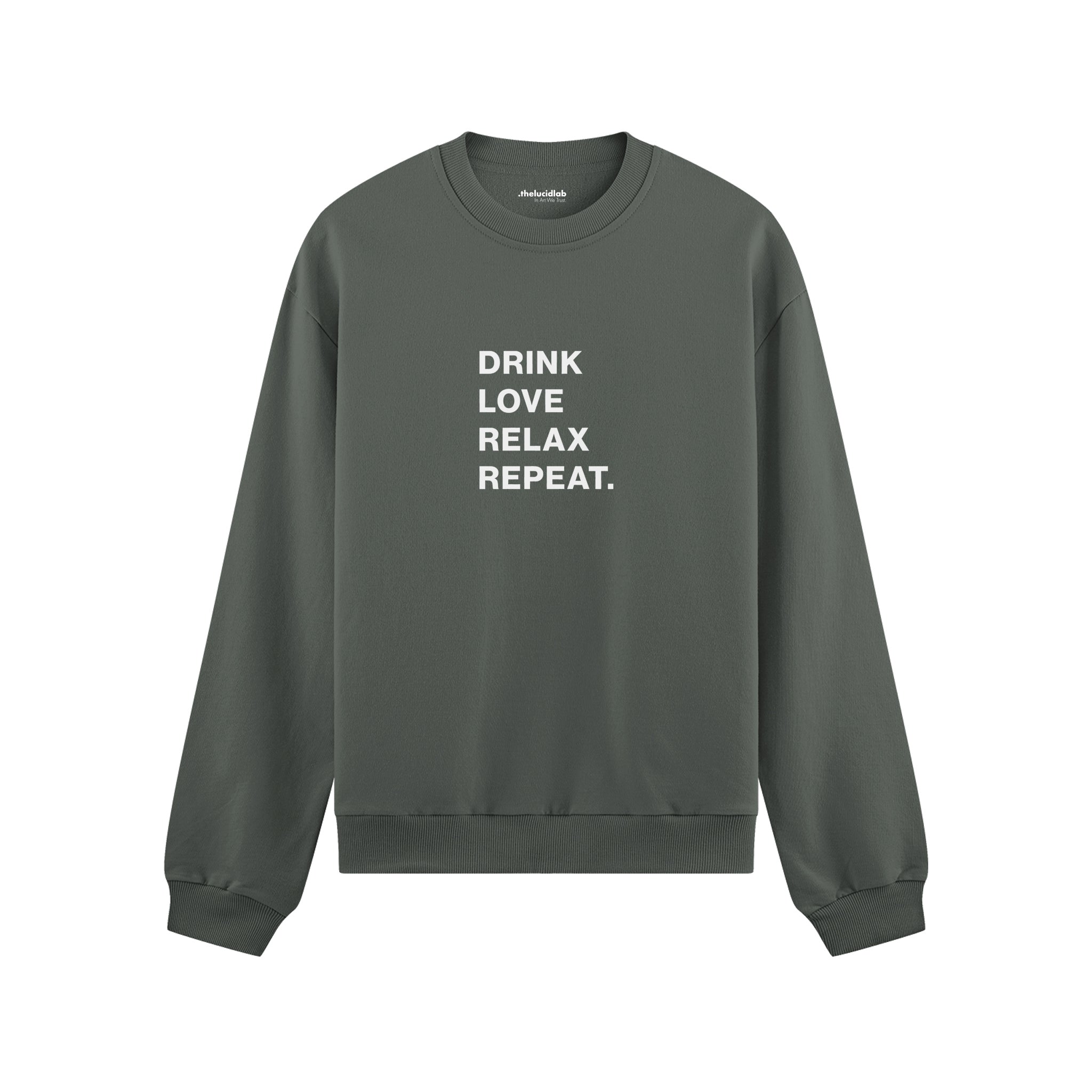 Drink Love Relax Repeat Oversize Sweatshirt - Antrasit - ön görünüm