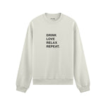 Drink Love Relax Repeat Oversize Sweatshirt - Beyaz - ön görünüm