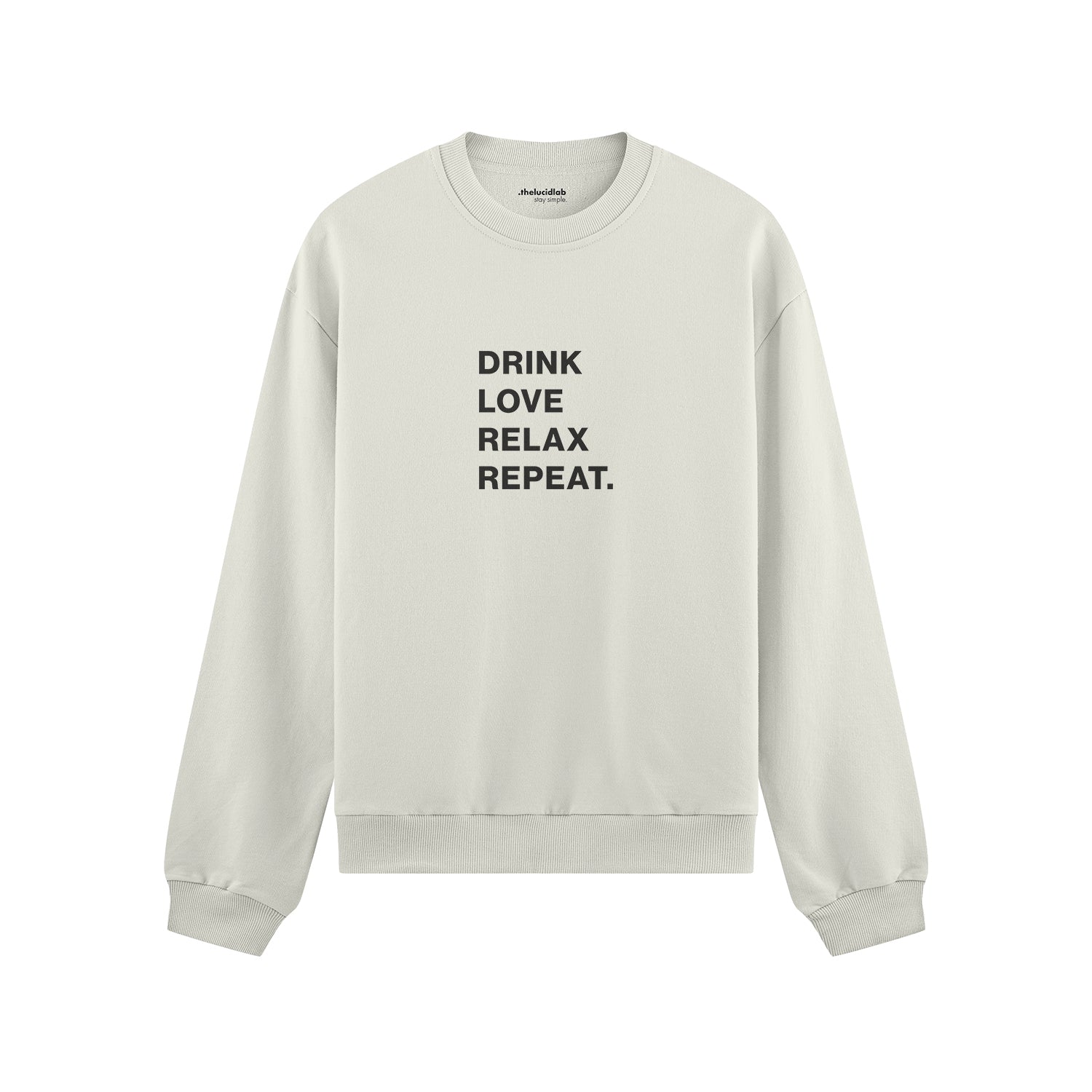 Drink Love Relax Repeat Oversize Sweatshirt - Beyaz - ön görünüm