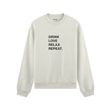 Drink Love Relax Repeat Oversize Sweatshirt - Beyaz - ön görünüm