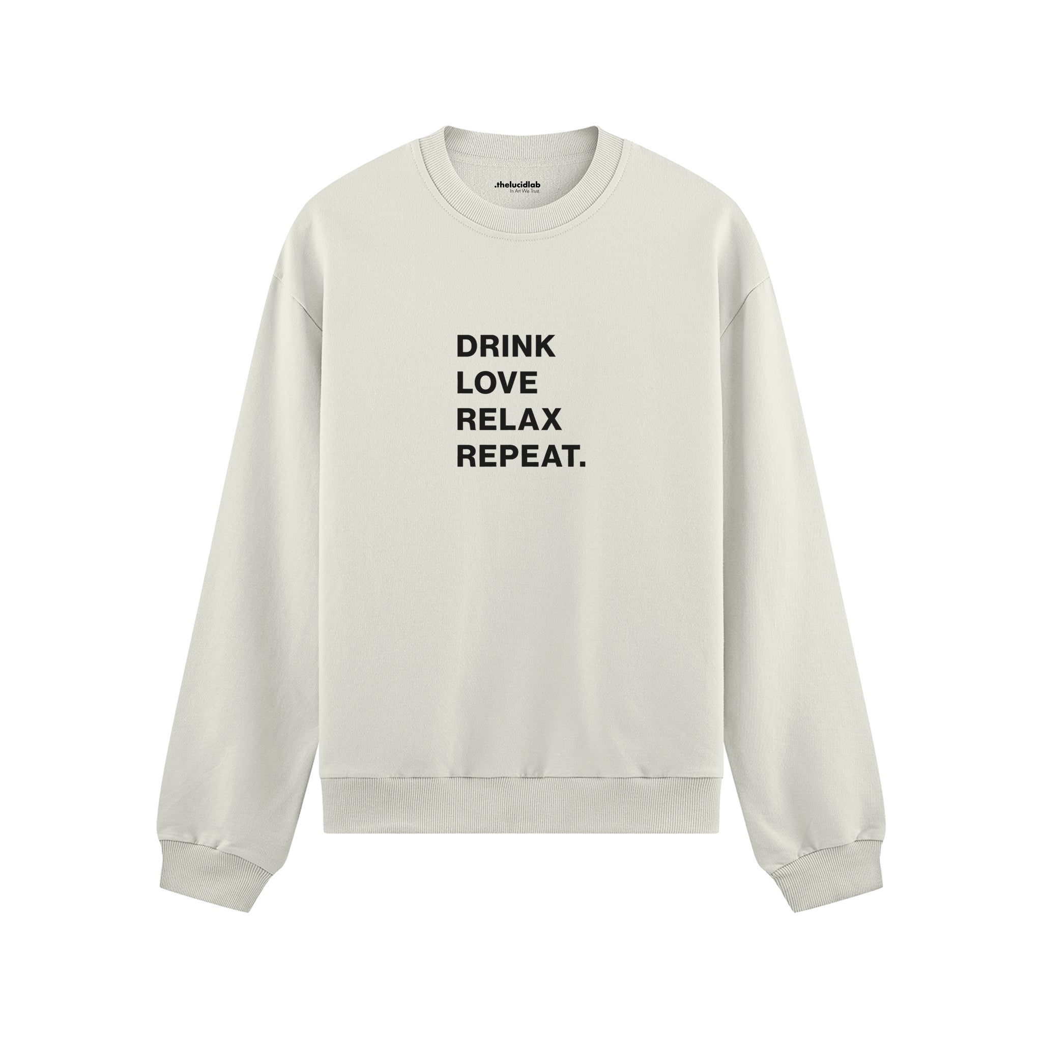 Drink Love Relax Repeat Oversize Sweatshirt - Beyaz - ön görünüm