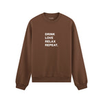 Drink Love Relax Repeat Oversize Sweatshirt - Kahverengi - ön görünüm