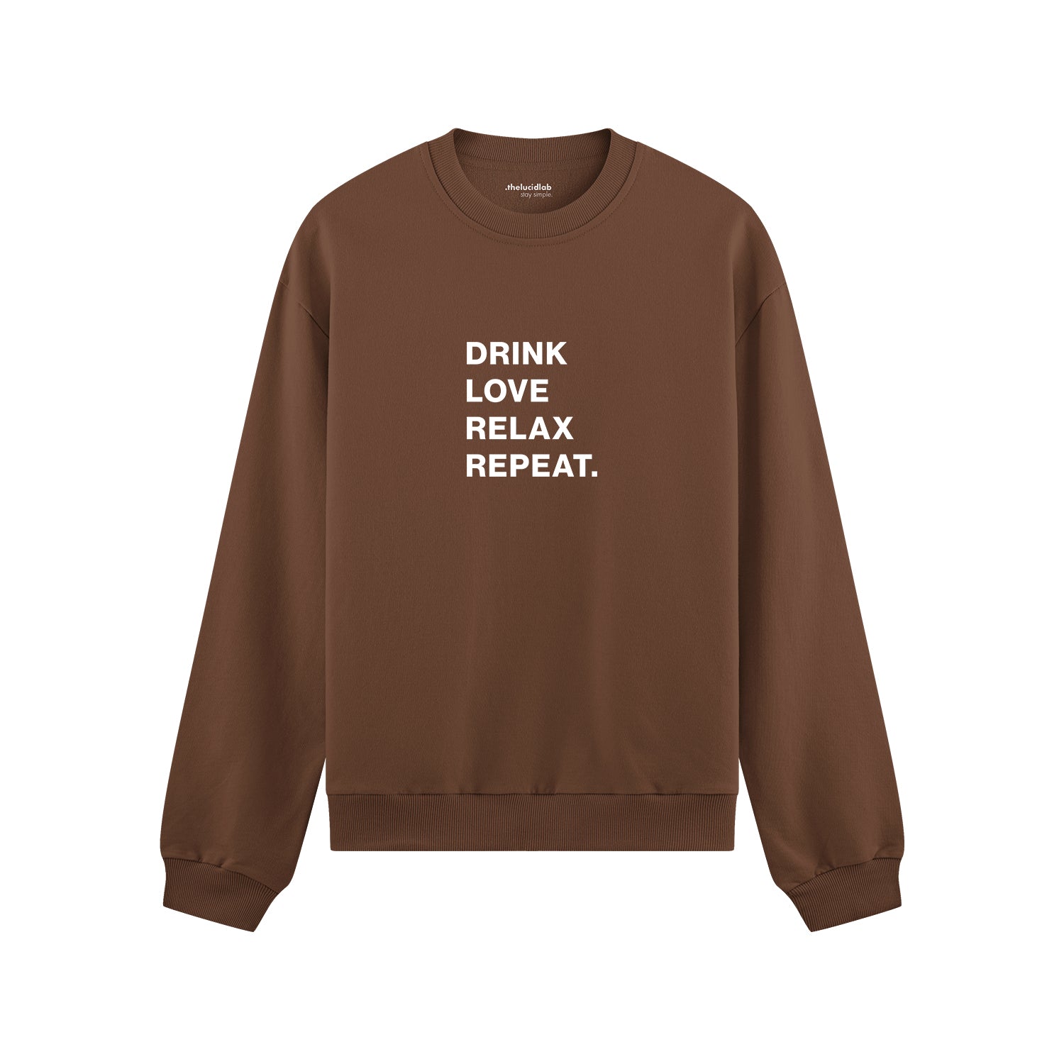 Drink Love Relax Repeat Oversize Sweatshirt - Kahverengi - ön görünüm