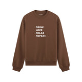 Drink Love Relax Repeat Oversize Sweatshirt - Kahverengi - ön görünüm