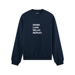 Drink Love Relax Repeat Oversize Sweatshirt - Lacivert - ön görünüm