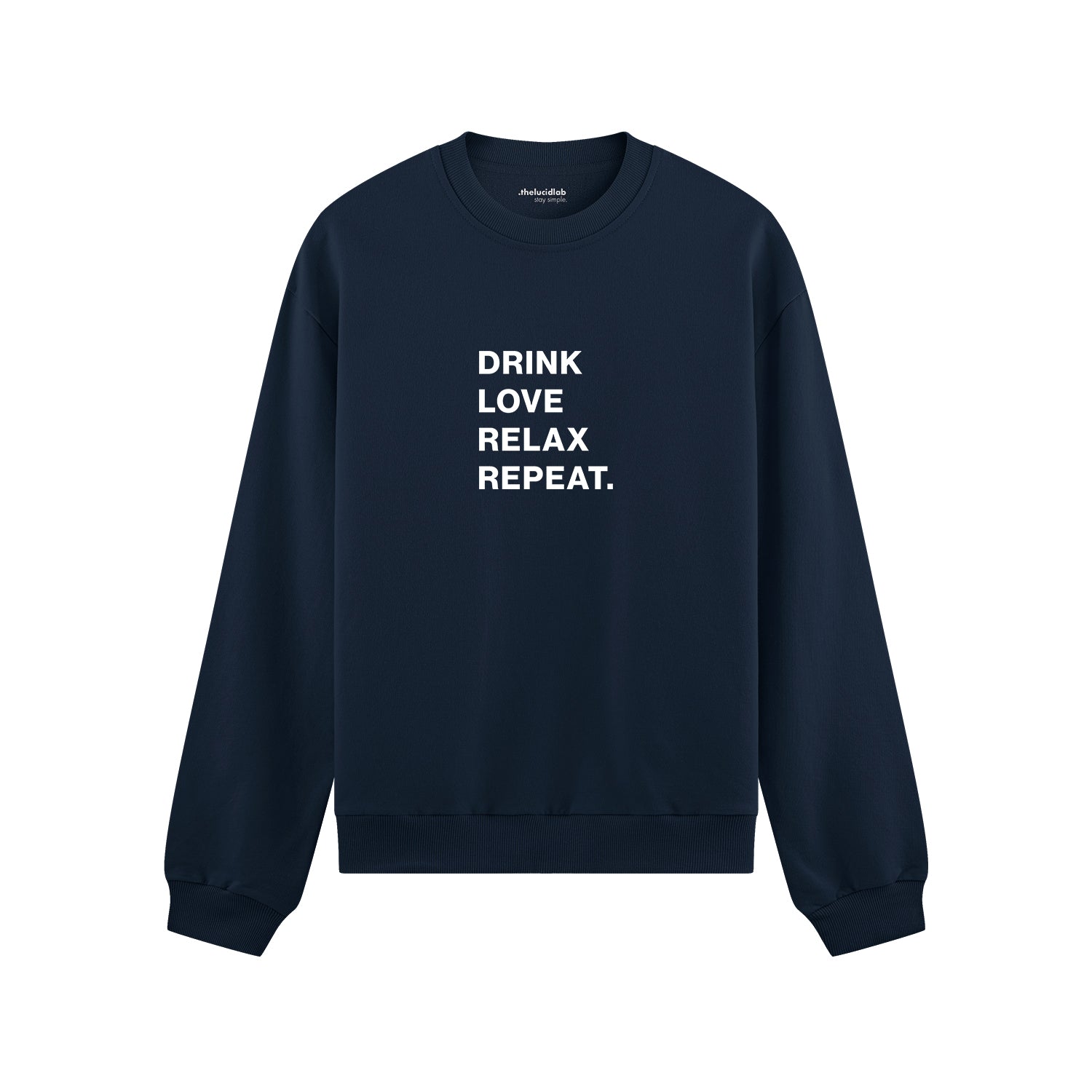 Drink Love Relax Repeat Oversize Sweatshirt - Lacivert - ön görünüm