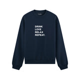 Drink Love Relax Repeat Oversize Sweatshirt - Lacivert - ön görünüm