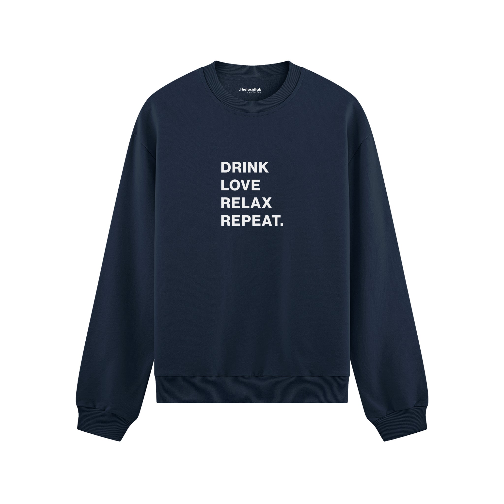 Drink Love Relax Repeat Oversize Sweatshirt - Lacivert - ön görünüm