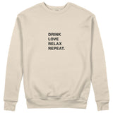 Drink Love Relax Repeat Sweatshirt - Bej - ön görünüm