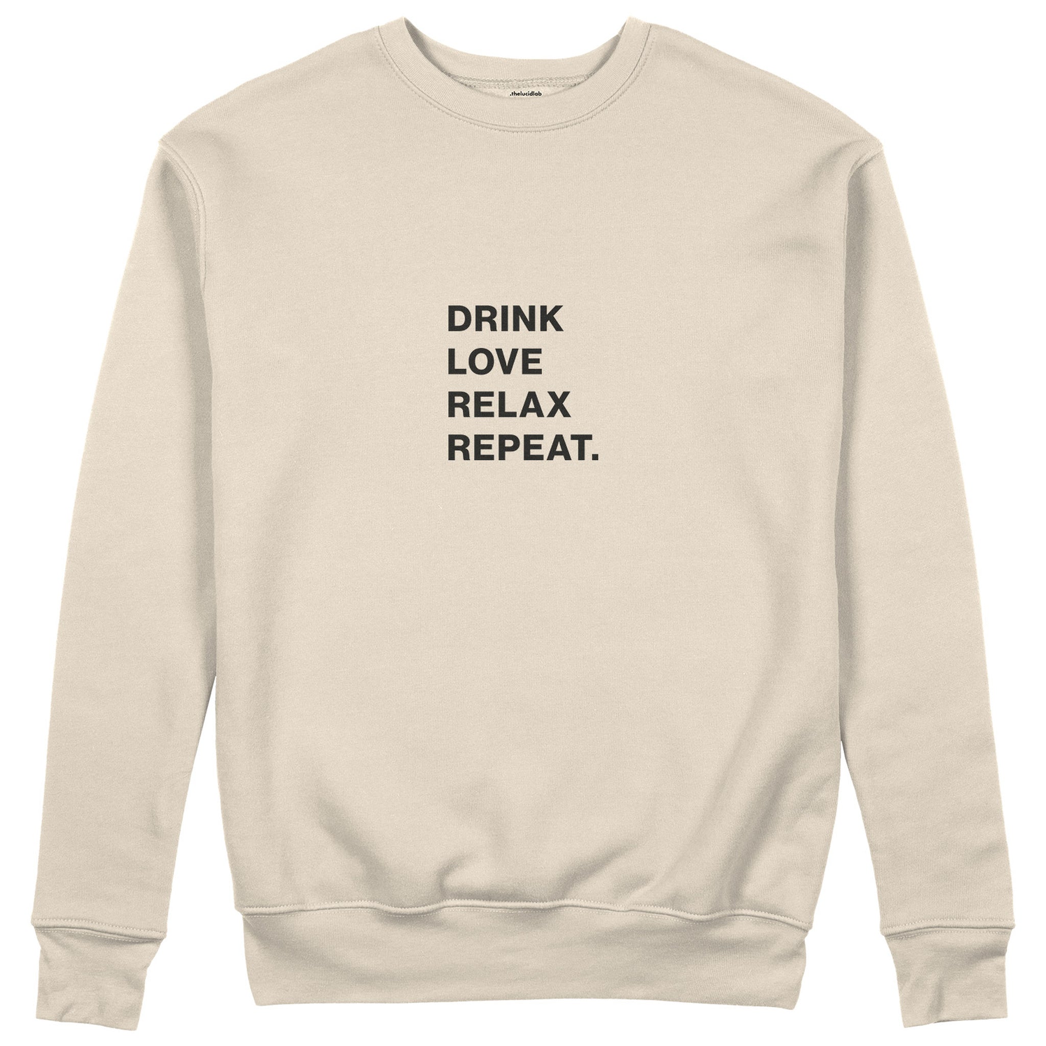 Drink Love Relax Repeat Sweatshirt - Bej - ön görünüm