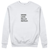 Drink Love Relax Repeat Sweatshirt - Beyaz - ön görünüm