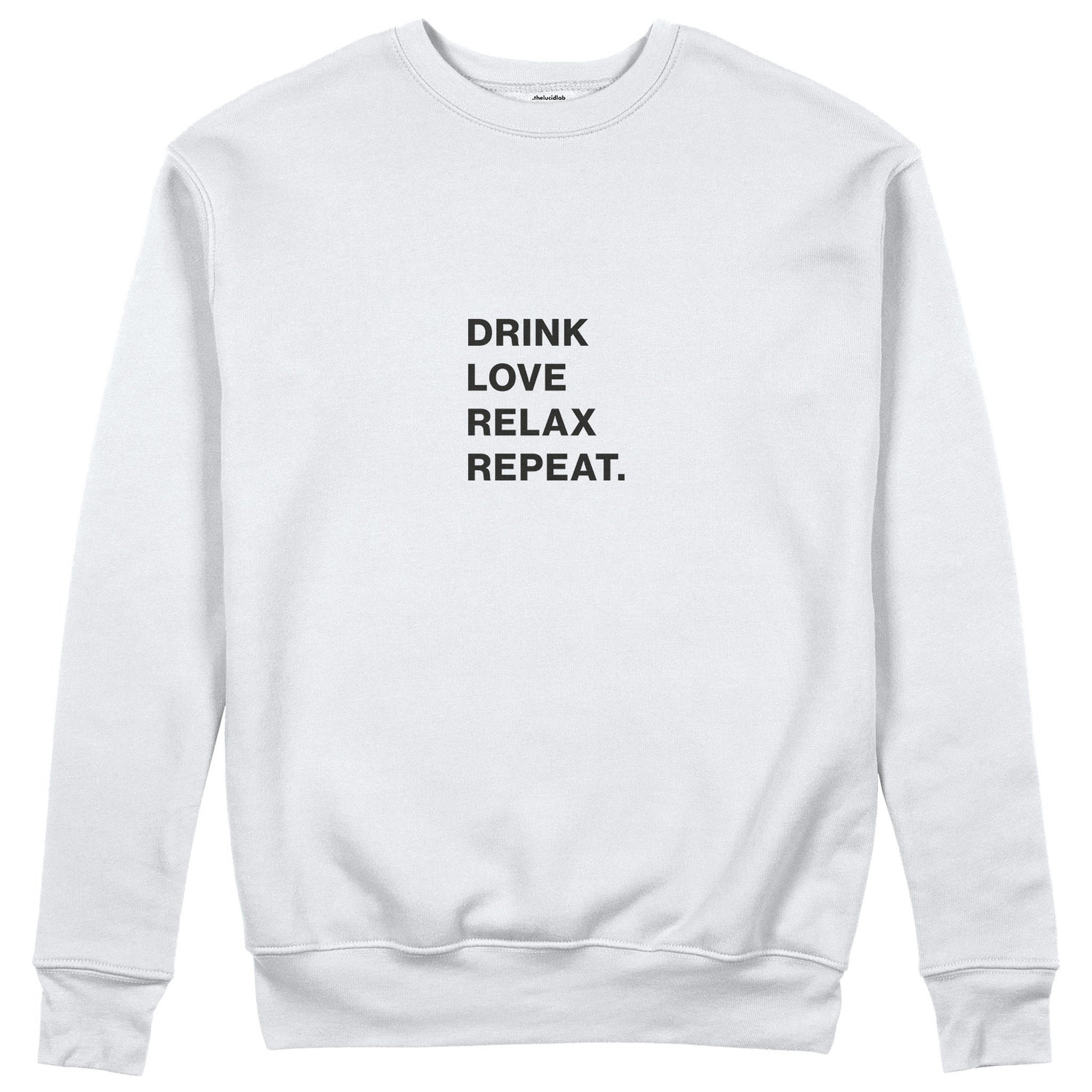 Drink Love Relax Repeat Sweatshirt - Beyaz - ön görünüm