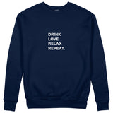 Drink Love Relax Repeat Sweatshirt - Lacivert - ön görünüm