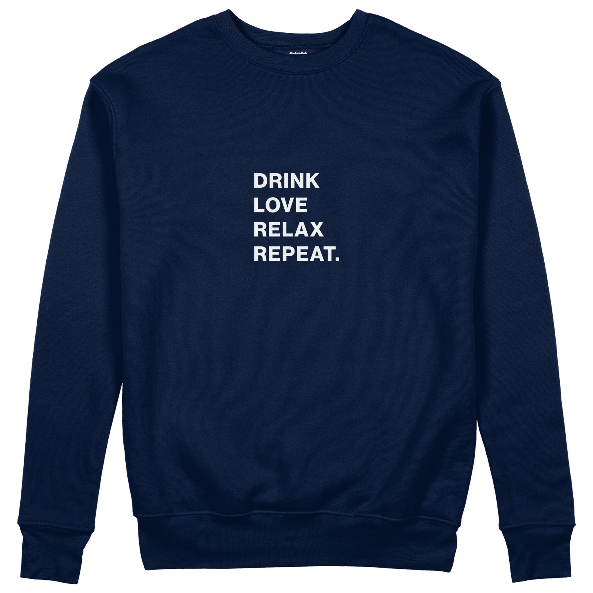 Drink Love Relax Repeat Sweatshirt - Lacivert - ön görünüm