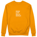 Drink Love Relax Repeat Sweatshirt - Turuncu - ön görünüm