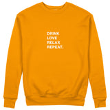Drink Love Relax Repeat Sweatshirt - Turuncu - ön görünüm