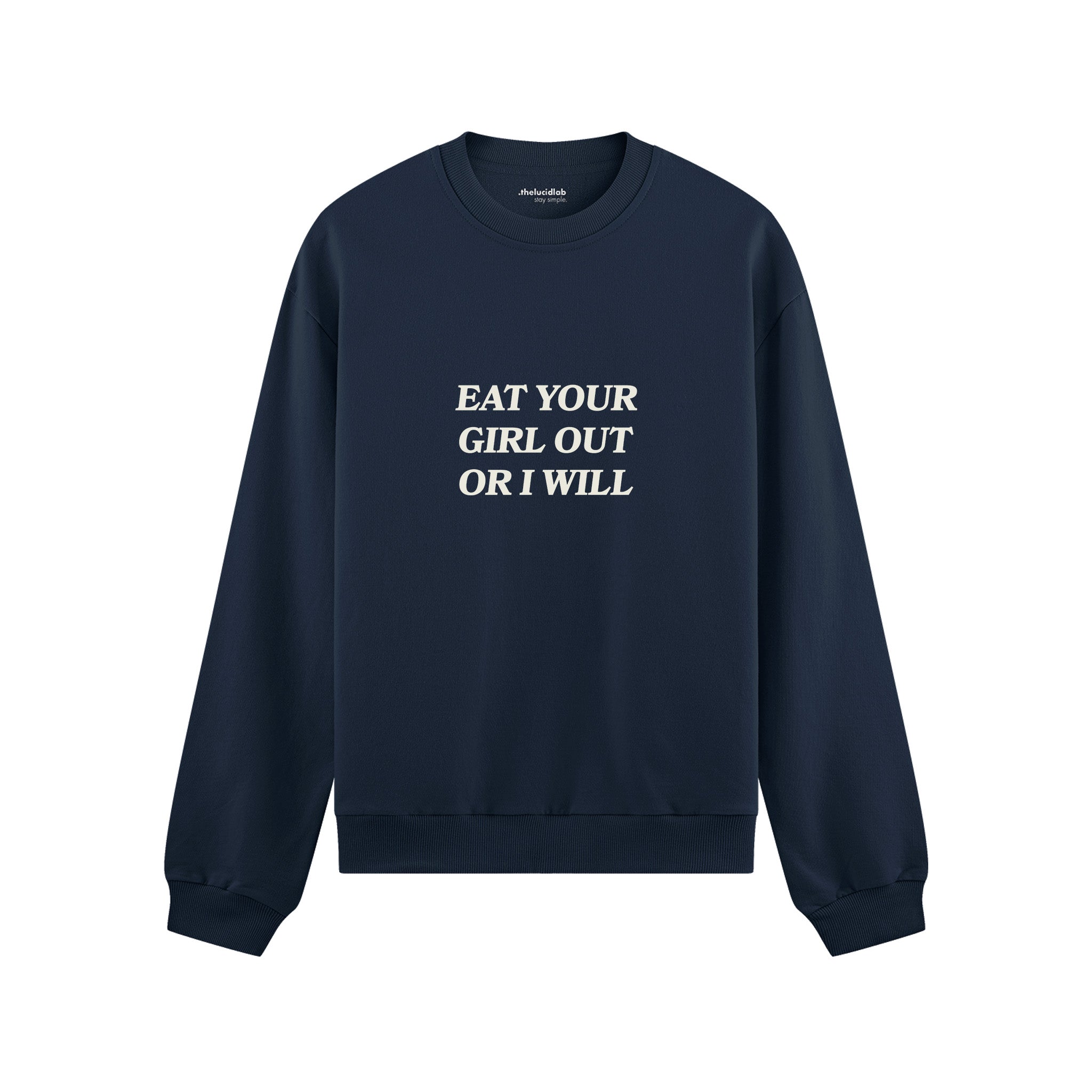 Eat Your Girl Out Oversize Sweatshirt - Lacivert - ön görünüm