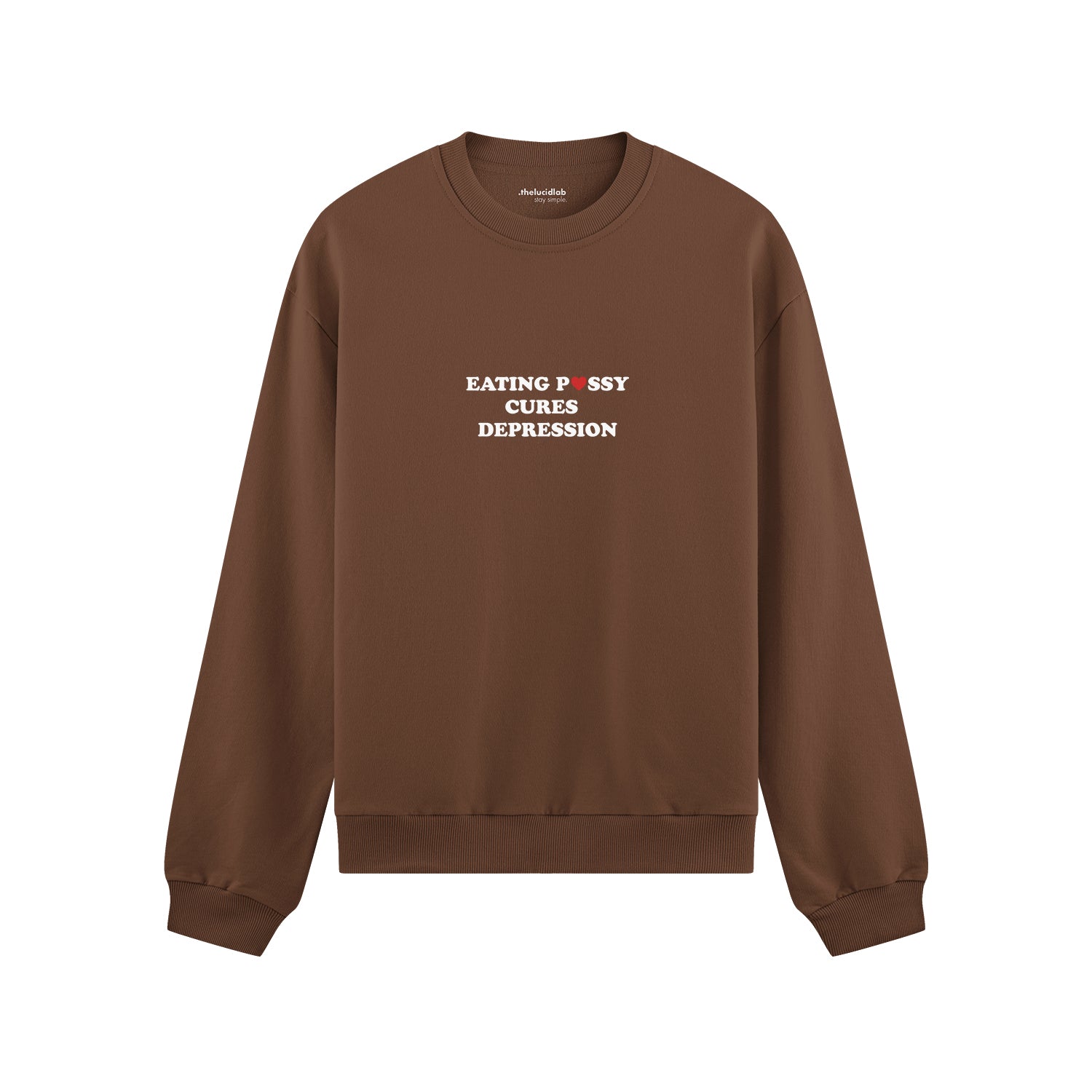 Eating Pussy Cures Depression Oversize Sweatshirt - Kahverengi - ön görünüm