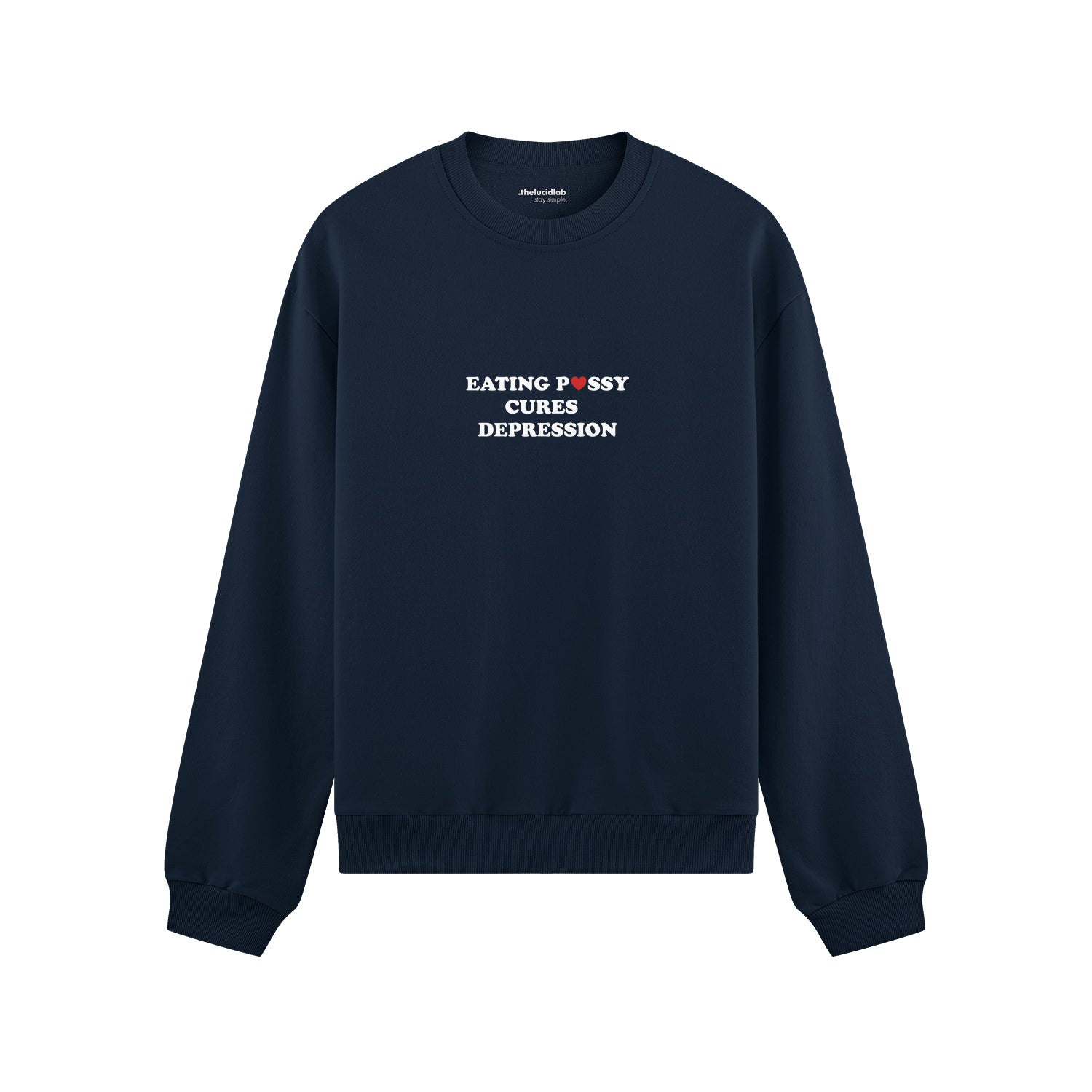 Eating Pussy Cures Depression Oversize Sweatshirt - Lacivert - ön görünüm