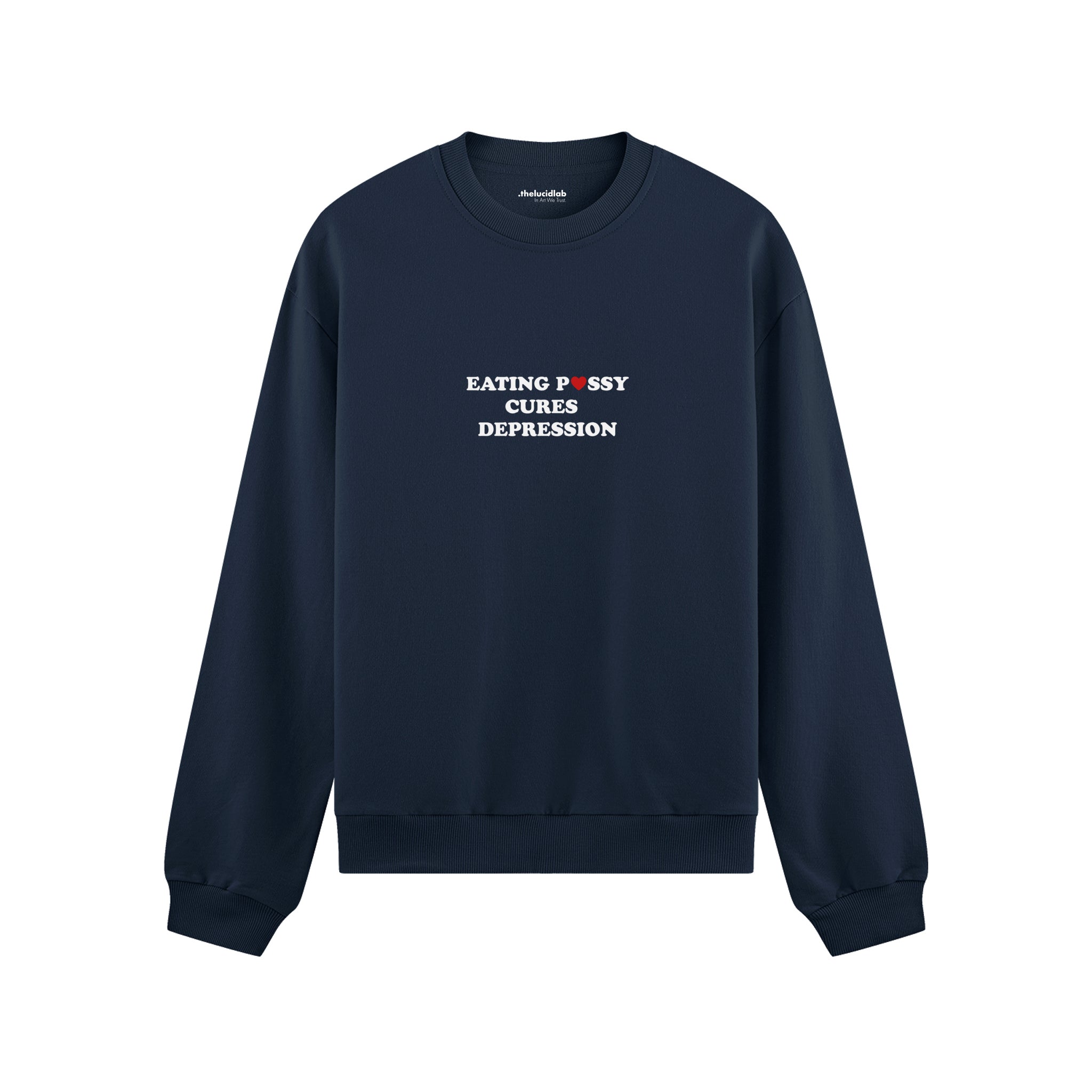 Eating Pussy Cures Depression Oversize Sweatshirt - Lacivert - ön görünüm
