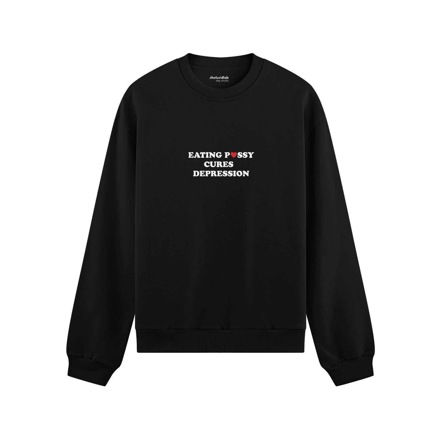 Eating Pussy Cures Depression Oversize Sweatshirt - Siyah - ön görünüm