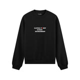 Eating Pussy Cures Depression Oversize Sweatshirt - Siyah - ön görünüm