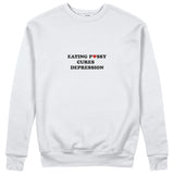 Eating Pussy Cures Depression Sweatshirt - Beyaz - ön görünüm