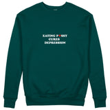 Eating Pussy Cures Depression Sweatshirt - Koyu Yeşil - ön görünüm