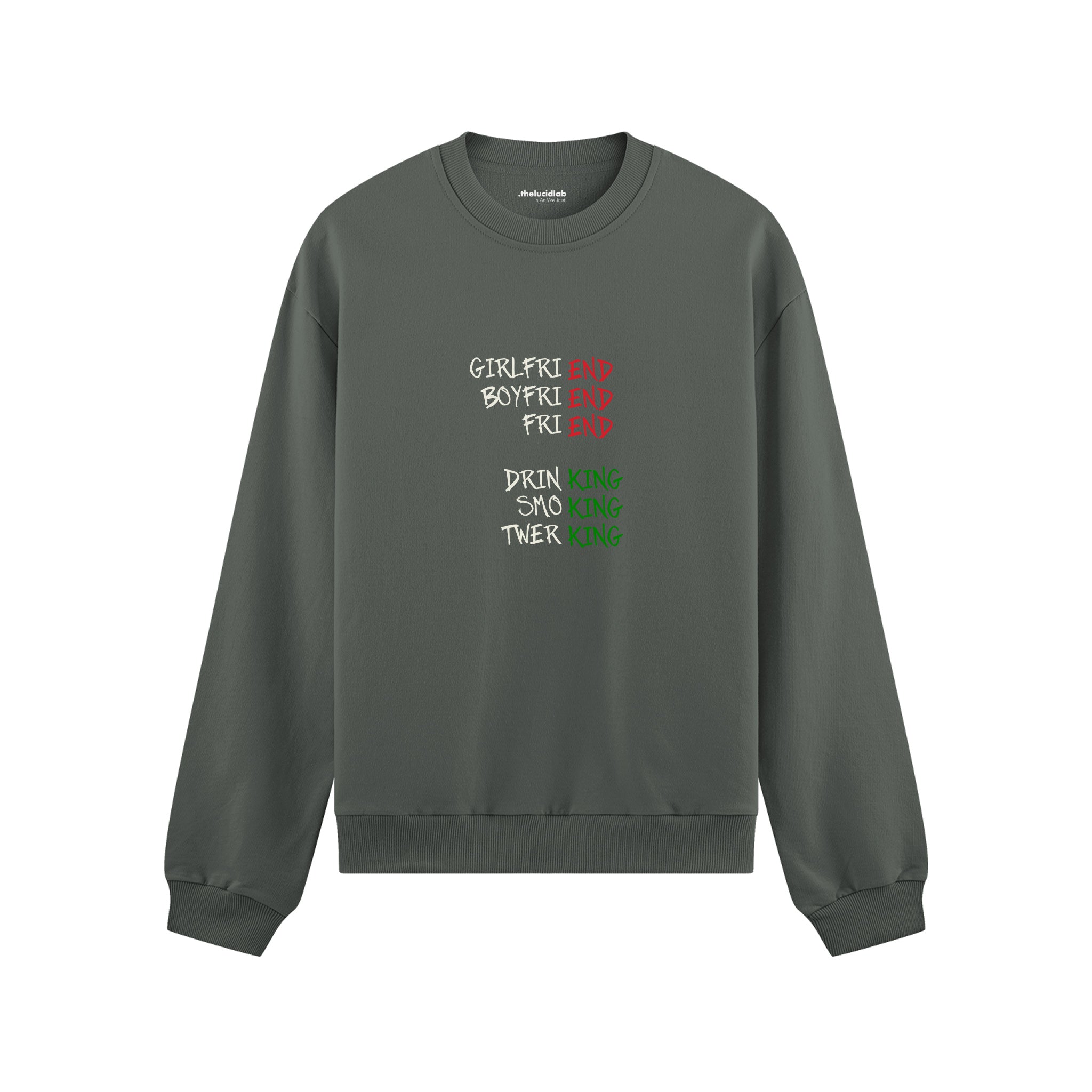 End And King Oversize Sweatshirt — Antrasit — Ön görünüm