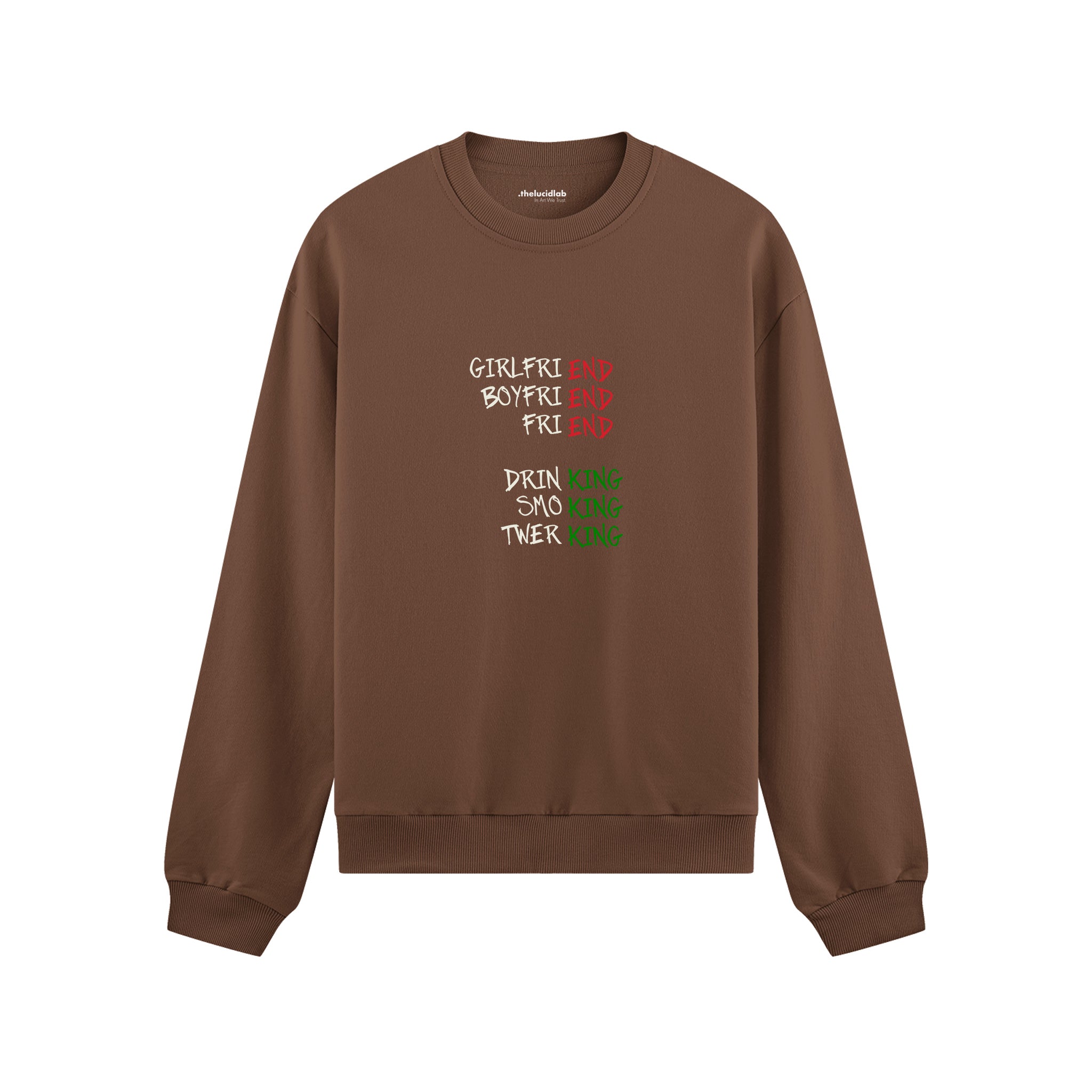 End And King Oversize Sweatshirt — Kahverengi — Ön görünüm